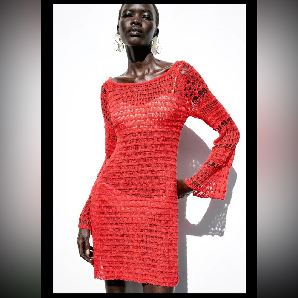 Zara crochet Knit mini dress